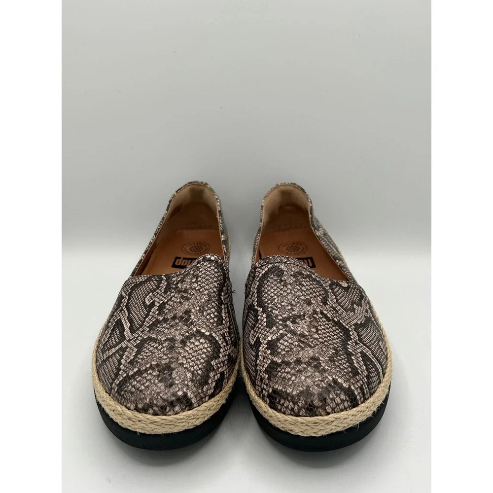FitFlop Supercomff Snakeskin Espadrille Loafers Brown Black K91-585 Women Sz 8.5